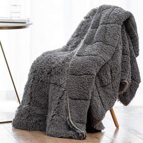 img 4 attached to 🛌 Wemore Shaggy Long Fur Faux Fur Weighted Blanket: Cozy Sherpa Long Hair Blanket for Adults, 15lbs, Fluffy Grey 60 x 80 Inches