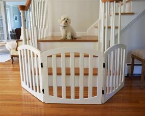 img 1 attached to 🐾 Arf Pets Free Standing Wood Dog Gate- White: Foldable, Adjustable & Step Over Pet Fence