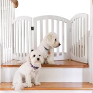 🐾 arf pets free standing wood dog gate- white: foldable, adjustable & step over pet fence logo