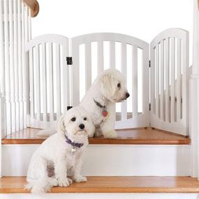 img 4 attached to 🐾 Arf Pets Free Standing Wood Dog Gate- White: Foldable, Adjustable & Step Over Pet Fence