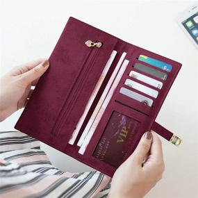 img 1 attached to 👛 AOXONEL Women's Slim RFID Wallet – Long Bifold, Thin and Skinny with Magnetic Closure