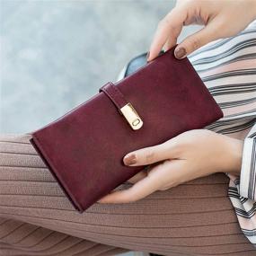 img 2 attached to 👛 AOXONEL Women's Slim RFID Wallet – Long Bifold, Thin and Skinny with Magnetic Closure