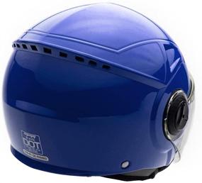 img 1 attached to 🔵 MMG Motorcycle Scooter Pilot Open Face Helmet Flip-Up Visor DOT (Model 28) - Blue: Ultimate Safety and Style Combined