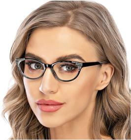 img 4 attached to Designer Cat Eye Women's Reading Glasses: Blue Light Blocking, Anti-Glare, Rhinestone Fashion – 1.0 Strength