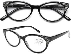 img 3 attached to Designer Cat Eye Women's Reading Glasses: Blue Light Blocking, Anti-Glare, Rhinestone Fashion – 1.0 Strength