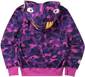 img 2 attached to 🦈 Imilan Ape Bape Худи-свитшот с принтом акулы камуфляж - куртка на молнии для подростков