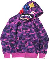 🦈 imilan ape bape худи-свитшот с принтом акулы камуфляж - куртка на молнии для подростков логотип