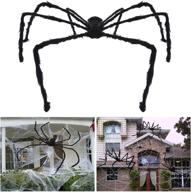 🕷️ unomor 7.5 ft giant halloween spider - scary hairy spider for outdoor decorations or haunted house decor - ideal black halloween spider logo