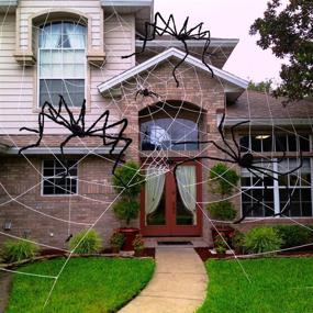 img 3 attached to 🕷️ Unomor 7.5 ft Giant Halloween Spider - Scary Hairy Spider for Outdoor Decorations or Haunted House Decor - Ideal Black Halloween Spider