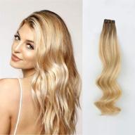 🌟 abh amazingbeauty hair: double sided rooted highlight remy tape extensions - dirty blonde-beach blonde (r6-18-613), 18 inch logo