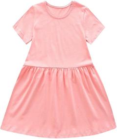 img 1 attached to 👗 Casual Sleeve Cotton Dress for Girls' Clothing