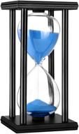 wooden sand hourglass timer for creative gift, room decor, office, kitchen, birthday - 30/60 minutes (60 min, blue) logo