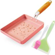 rockurwok japanese omelette pan: nonstick tamagoyaki egg pan in pink, rectangle small frying pan - 7” x 5” dimensions logo