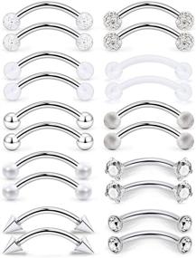 img 3 attached to 16G Eyebrow Rings Clear CZ Tragus Helix Rook Daith Earrings Lip Ring Barbell Body Piercing Jewelry Retainer, SCERRING, 6mm 8mm 10mm, Pack of 20-30PCS