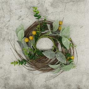 img 2 attached to 🌿 CVHOMEDECO 9-Inch Rustic Country Artificial Lambs Ear, Boxwood, and Twig Wreath for Year Round Indoor or Outdoor Display