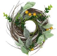 🌿 cvhomedeco 9-inch rustic country artificial lambs ear, boxwood, and twig wreath for year round indoor or outdoor display логотип