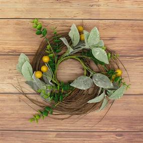 img 1 attached to 🌿 CVHOMEDECO 9-Inch Rustic Country Artificial Lambs Ear, Boxwood, and Twig Wreath for Year Round Indoor or Outdoor Display