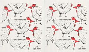 img 1 attached to 🐔 Trendy Tripper Swedish Dishcloth | Sponge Cloth | Eco-Friendly Reusable - Malin Westberg Designs: Chicken Hen Rooster TUPPAR (2-Pack Chickens)