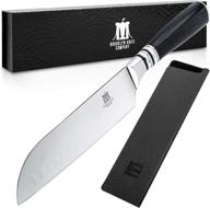 нож santoku из серии seigaiha японской компании brooklyn knife co. - гравированная высокоуглеродистая сталь, 7 дюймов логотип