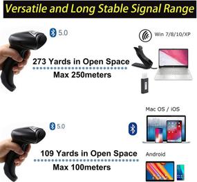 img 3 attached to 📱 TEEMI QR Bluetooth 5.0 Barcode Scanner with Wall Mountable USB Charging Cradle: 1D 2D Wireless CMOS Screen Scanning for PDF417 Data Matrix, Max 300 Yards Transfer Range