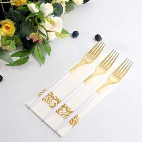 img 2 attached to I00000 144 Gold Plastic Forks: Stylish Disposable Gold Flatware for Christmas Party Wedding, Featuring White Handle for Elegant Touch