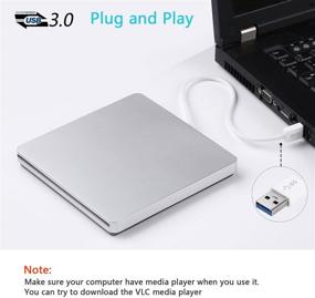 img 2 attached to 💿 Ulter Ultra Slim USB 3.0 External DVD Drive for Apple Mac MacBook Pro/Air, iMac Laptop - Slot-in, Silver - High Speed CD/DVD Write Burner Superdrive