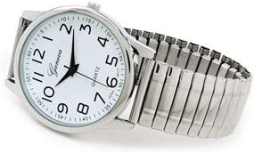 img 1 attached to ⌚ Stylish Silver Large Face Stretch Band Watch with Easy-to-Read Display