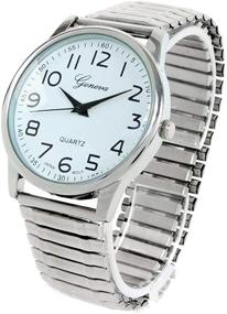 img 3 attached to ⌚ Stylish Silver Large Face Stretch Band Watch with Easy-to-Read Display