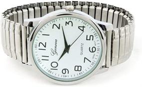 img 2 attached to ⌚ Stylish Silver Large Face Stretch Band Watch with Easy-to-Read Display