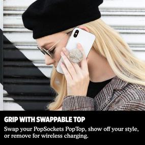 img 1 attached to 💫 Улучшите свой опыт использования телефона с помощью PopSockets PopGrip: складной и сменный золотой мраморный держатель и подставка для телефона.