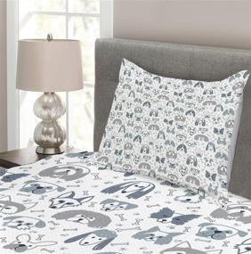 img 1 attached to 🐶 Dog Bedspread by Ambesonne: Childish Sketch Style Patterns of Various Domestic Puppy and Dog Breeds in Blue Grey - Decorative Quilted Coverlet Set with Pillow Sham - Twin Size