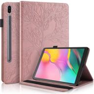 📱 samsung galaxy tab s7 11 inch case 2020 sm-t870/875 - slim premium pu leather folio stand cover shell with pencil holder, card pocket & elastic belt for galaxy tab s7 11 inch tablet - rose gold logo