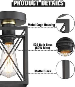 img 3 attached to 💡 Versatile Ken & Ricky Industrial Flush Mount Ceiling Light: Perfect for Laundry, Hallway, Kitchen, and Stairway - 1 Pack