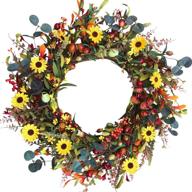 🍁 large 24" fall berry and flower wreath for front door home decor - artificial autumn wreath with rich berries логотип