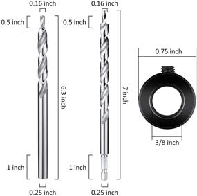 img 3 attached to 🔧 4-Piece 3/8 Inch Pocket Hole Drill Bit Set with Depth Stop Collar - 1/4 Hex Shank and Round Shank Replacement Twist Step Drills for Manual Pocket Hole Guide Jig Master System (6.3 Inch Length)