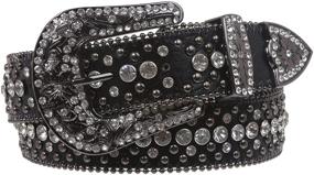 img 4 attached to Stunning Rhinestone Metal 💎 Circle Studded Leather Women's Belts