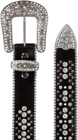 img 1 attached to Stunning Rhinestone Metal 💎 Circle Studded Leather Women's Belts