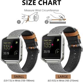 img 3 attached to 👌 Премиум Большие Серые Ремешки для Fitbit Blaze с Оправой - Стильные Ремни из Холста и Микрофибры в Замену для Мужчин и Женщин