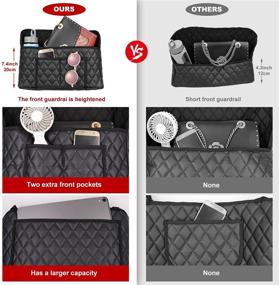 img 2 attached to Органайзер для автомобиля с кармашком для сумки Car Net Pocket Handbag Holder Organizer, из искусственной кожи, держатель сумки для автомобиля между сидений, хранение и организация в автомобиле с 2 блестящими крючками для задней части сиденья и 2 подставками.