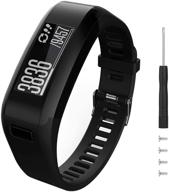 👆 eway soft silicone replacement bands for garmin vivosmart hr watch - black (small size) logo