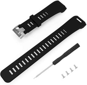 img 1 attached to 👆 Eway Soft Silicone Replacement Bands for Garmin Vivosmart HR Watch - Black (Small Size)