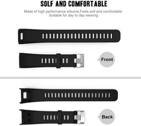 img 2 attached to 👆 Eway Soft Silicone Replacement Bands for Garmin Vivosmart HR Watch - Black (Small Size)