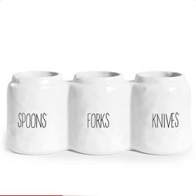 img 4 attached to 🍴 Barnyard Designs Fork Spoon Knife Flatware Holder: The Ultimate Countertop Silverware Organizer for Kitchen, Picnic or Parties, Set of 3 - White, 12.5” x 4.25” x 5”