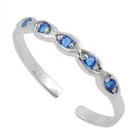 blue apple co. adjustable band silver toe 🍏 ring with simulated cubic zirconia, 925 sterling silver (2mm) logo