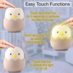 img 1 attached to 🐥 Kids Night Light, Baby Nursery Lamp with Touch Controls, Adorable Chick Bedside Nightlight for Nursing/Breastfeeding, USB Rechargeable, Newborn or Toddler Bedroom Decor for Boys and Girls