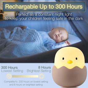 img 2 attached to 🐥 Kids Night Light, Baby Nursery Lamp with Touch Controls, Adorable Chick Bedside Nightlight for Nursing/Breastfeeding, USB Rechargeable, Newborn or Toddler Bedroom Decor for Boys and Girls