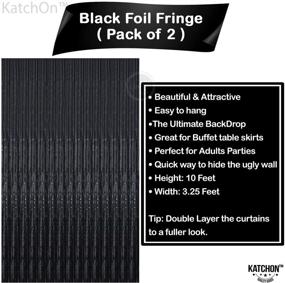 img 3 attached to XtraLarge Black Fringe Backdrop - 6.4x10 Feet, 2-Piece Set | Ideal for Birthday Parties, Events with Black Foil Fringe Curtain, Metallic Tinsel Backdrop, and Streamers