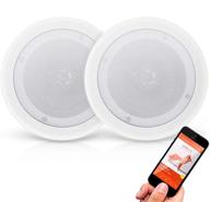 pyle pair 8” bluetooth flush mount in-wall in-ceiling 2-way universal home speaker system: high-quality stereo sound 250 watts, white (single) logo