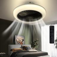 🔄 enhance your space with the mengwl modern ceiling fan: enclosed, remote-controlled, low profile, flush mount, 18-inch, 3-color lighting, dimmable, 3-speed, 1/2h timing, brightness memory логотип