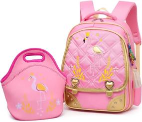 img 4 attached to Dorlubel Flamingo Embroidery Waterproof Princess Backpacks for Kids' Backpacks